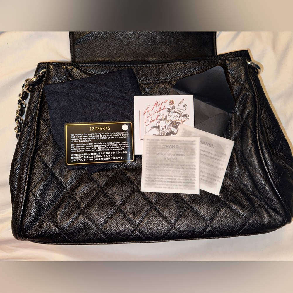 PRISTINE - Chanel Accordian Flap bag in Black Caviar Leather - NEVER USED